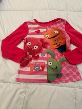 ⭐️ $1 if bundled - 6 / 6X UGLYDOLLS Pink Kids Pajama Top Colorful Monster Print
